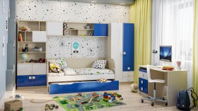 Детская комната Скай Люкс (Синий/Белый/корпус Клен) в Череповце - cherepovec.katalogmebeli.com | фото