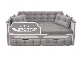 Кровать 160 серии Спорт 2 ящика 45 Серый (подушки) в Череповце - cherepovec.katalogmebeli.com | фото