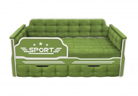 Кровать 170 серии Спорт 2 ящика 76 Зелёный (мягкие боковые накладки) в Череповце - cherepovec.katalogmebeli.com | фото