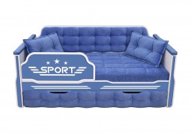 Кровать 190 серии Спорт 1 ящик 85 Синий (подушки) в Череповце - cherepovec.katalogmebeli.com | фото