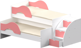 Кровать детская Матрешка выкатная с лестницей  Белый/Розовый в Череповце - cherepovec.katalogmebeli.com | фото