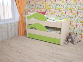 Кровать детская Радуга 1600 Млечный дуб/Салатовый в Череповце - cherepovec.katalogmebeli.com | фото