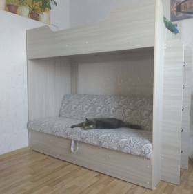 Кровать двухъярусная с диваном (Беленый дуб) в Череповце - cherepovec.katalogmebeli.com | фото