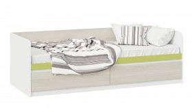 Кровать «Сканди» с 2 ящиками Дуб Гарден/Белый/Зеленый в Череповце - cherepovec.katalogmebeli.com | фото