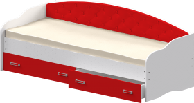 Кровать Софа-7 с мягкой спинкой (800х1900) Белый/Красный в Череповце - cherepovec.katalogmebeli.com | фото