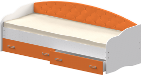 Кровать Софа-8 с мягкой спинкой (900х1900) Белый/Оранжевый в Череповце - cherepovec.katalogmebeli.com | фото