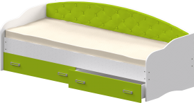 Кровать Софа-8 с мягкой спинкой (900х2000) Белый/Лайм в Череповце - cherepovec.katalogmebeli.com | фото