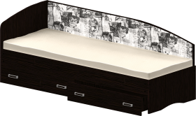 Кровать Софа-9 с мягкой спинкой с рисунком Милана (900х1900) Венге в Череповце - cherepovec.katalogmebeli.com | фото