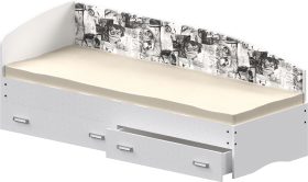 Кровать Софа-9 с мягкой спинкой с рисунком Милана (900х2000) Белый в Череповце - cherepovec.katalogmebeli.com | фото