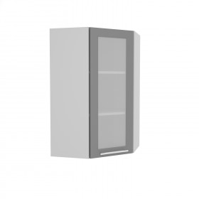 Квадро ВПУС 550 шкаф верхний угловой со стеклом высокий (Железо/корпус Серый) в Череповце - cherepovec.katalogmebeli.com | фото