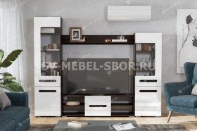 Мебель для гостиной МГС 6 (Исполнение 1/Венге/Белый глянец) в Череповце - cherepovec.katalogmebeli.com | фото 1