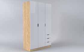 Шкаф 3-х створчатый с ящиками Лофт (Белый/корпус Дуб Сонома) в Череповце - cherepovec.katalogmebeli.com | фото