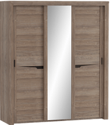 Шкаф трехдверный Соренто с раздвижными дверями Дуб стирлинг/Кофе структурный матовый в Череповце - cherepovec.katalogmebeli.com | фото